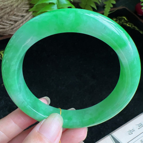58圈口缅甸天然A货老坑种玉镯平洲翡翠手镯精选编号048D0327E