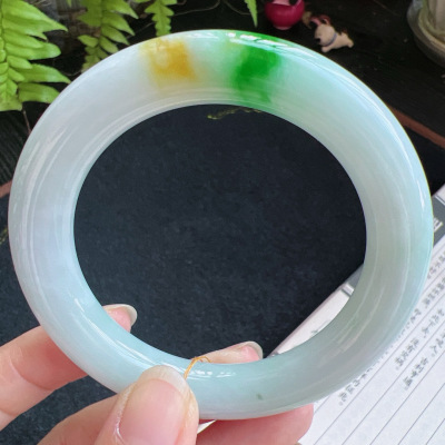 圆条55圈口缅甸天然A货老坑种翡翠手镯玉镯子平洲直供098D0131