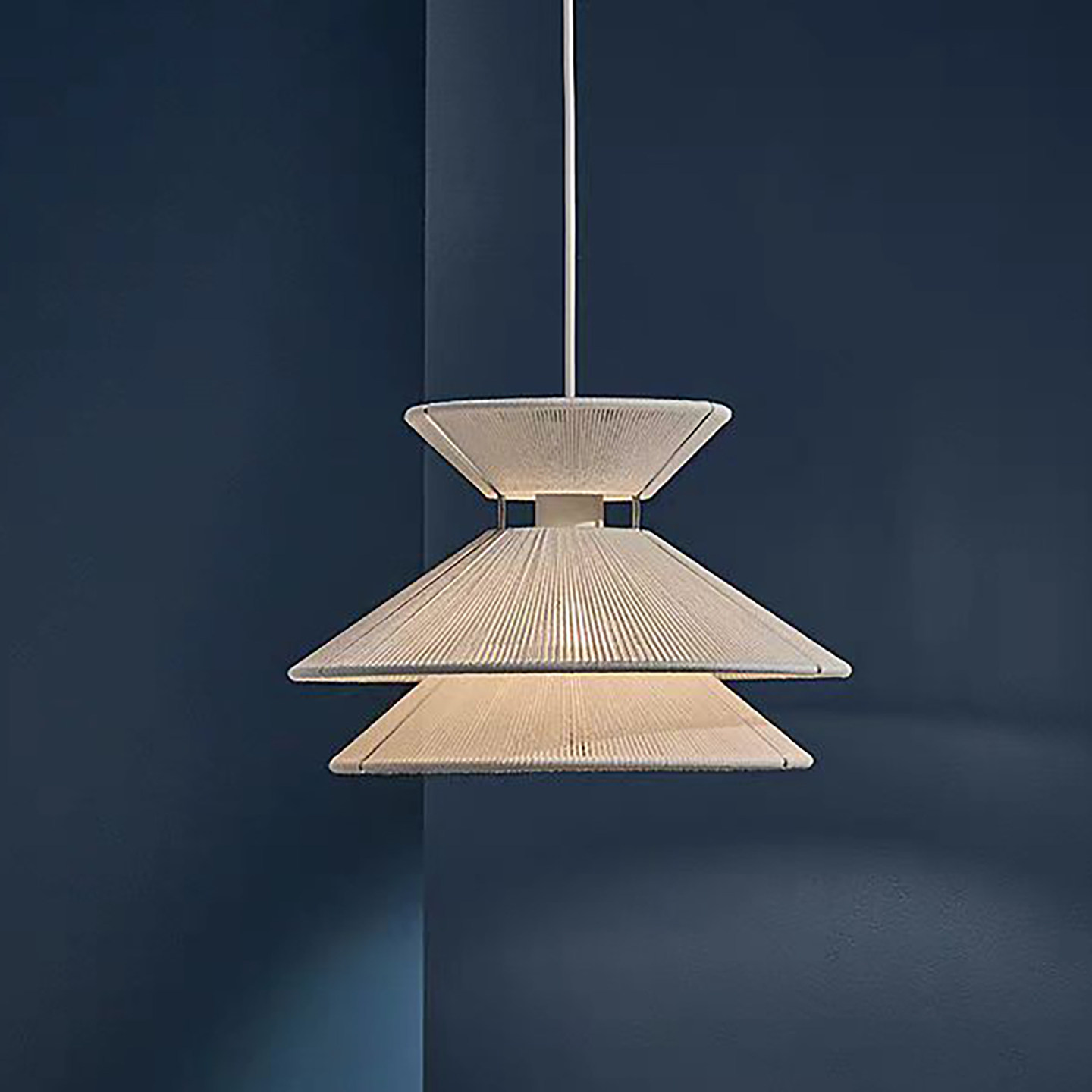 中古风双层吊灯客厅铁艺丝线灯罩loft复式住宅高级感灯具