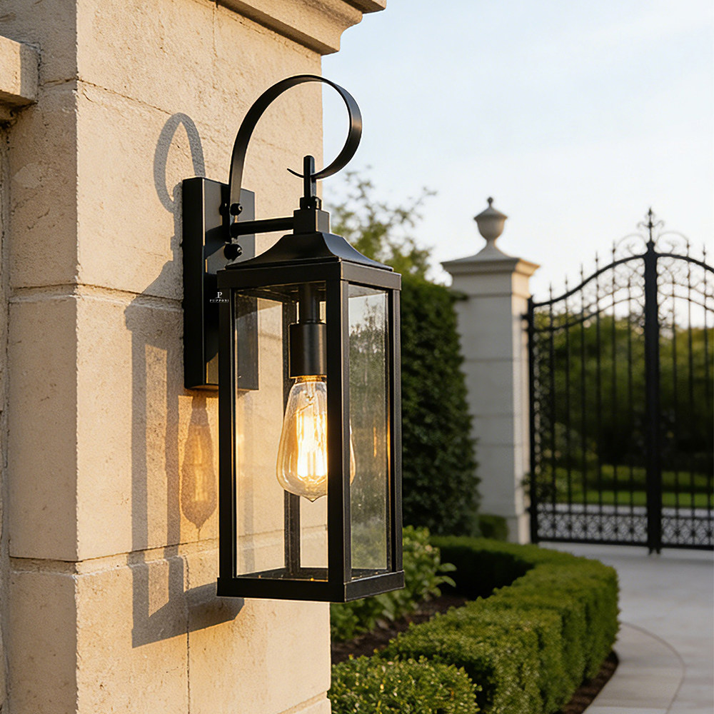 PUPPONI美式复古户外壁灯黑色铁艺玻璃灯罩庭院阳台装饰灯具,家装灯饰光源,户外壁灯,淘宝优惠券,粉丝福利购,淘宝优惠卷