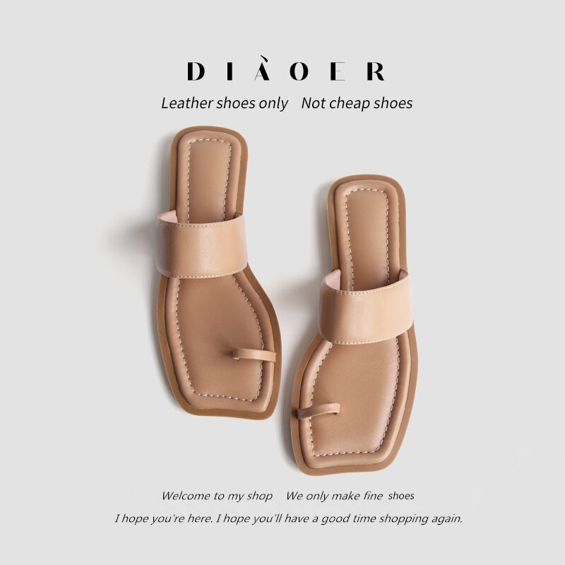 手工鞋2025 巨软好穿！软皮套趾平底凉拖鞋女夏天外穿沙滩一字拖,女鞋,一字拖,淘宝优惠券,粉丝福利购,淘宝优惠卷