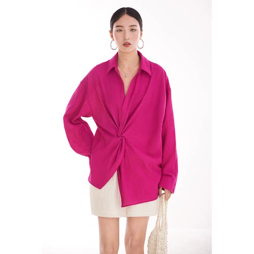 CR火龙果立体扭计设计感长袖衬衫