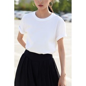 t恤夏女装 新款 上衣情侣装 CasualRelaxation上衣短袖 大码 纯棉白色