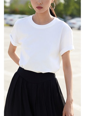 CasualRelaxation上衣短袖t恤夏女装新款上衣情侣装大码纯棉白色