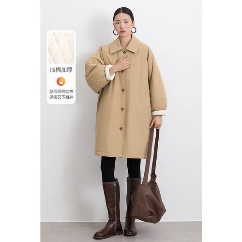 CR中长款加棉加厚宽松茧型棉服