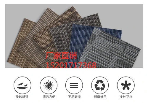 办公室地毯垫拼接恒发LT30条纹方块辅导班幼儿园养老院图书馆公寓