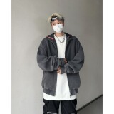 MA571-P65格子拼接连帽卫衣复古美式高街假两件开衫cleanfit外套，女装短外套，星座1611A