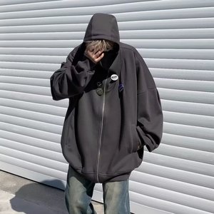 MA403-P53华棉复合连帽卫衣男女同款带徽章图片