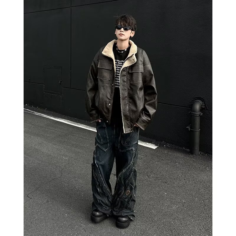 MA768-P98新款立领棉衣外套夹克宽松加厚保暖羊羔毛皮毛一体棉服,男装夹克,星座1611A