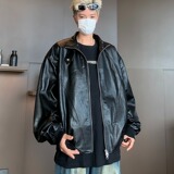 MA455-P70小众机车复古立领设计皮衣夹克男女短款pu皮外套百搭潮，男装夹克，星座1611A