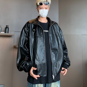 MA455-P70小众机车复古立领设计皮衣夹克男女短款pu皮外套百搭潮图片