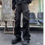 MA673-P50美式复古褶皱多口袋工装裤高街机能宽松休闲裤，男装休闲裤，星座1611A