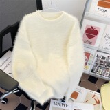 MA467-P50高级氛围感5公分水貂毛毛衣情侣温柔慵懒宽松圆领针织衫，男装针织衫/毛衣，星座1611A