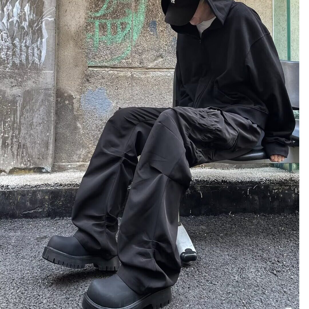 MA673-P50美式复古褶皱多口袋工装裤高街机能宽松休闲裤,男装休闲裤,星座1611A