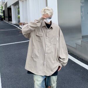 MA587-P35日系复古宽松工装衬衫基础款多口袋休闲外套图片