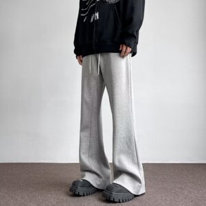 MA580-P34休闲微喇裤男330克卫裤秋季宽松型长裤纯色直筒裤图片