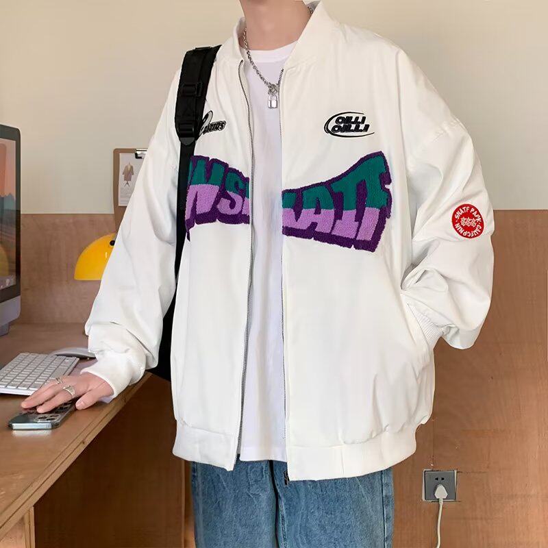 MC706-P40薄款毛巾绣夹克男女秋季港风设计感小众棒球棉服外套,男装夹克,星座1611A