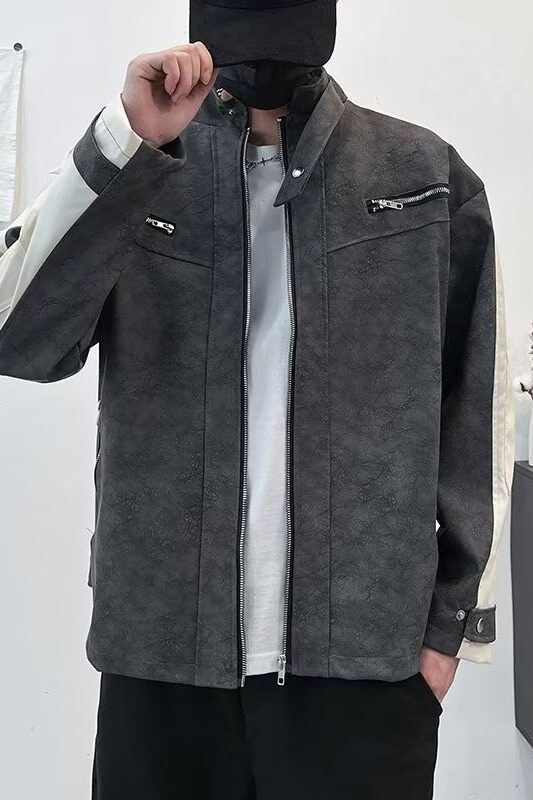 MA659-P78美式复古磨砂皮衣外套高级感pu皮骑行服潮牌痞帅皮夹克,男装夹克,星座1611A