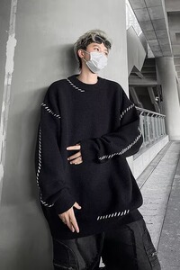 MA491-P53鹿毛绒日系复古慵懒男宽松厚实情侣针织衫毛线衣图片