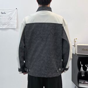 MA659-P78美式复古磨砂皮衣外套高级感pu皮骑行服潮牌痞帅皮夹克图片