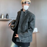 MA463-P88美式春秋做旧皮夹克街头机车风外套立体廓形潮牌上衣男，男装夹克，星座1611A