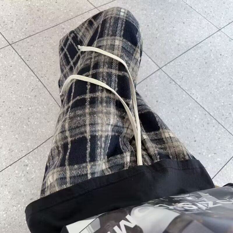 MA471-P40毛呢320克格子裤子秋新款高腰垂感阔腿裤休闲春秋毛呢裤,男装休闲裤,星座1611A
