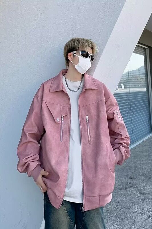 MC917-P80复古机车扎染复合皮男新款男生短款擦色做旧时夹克外套,男装夹克,星座1611A