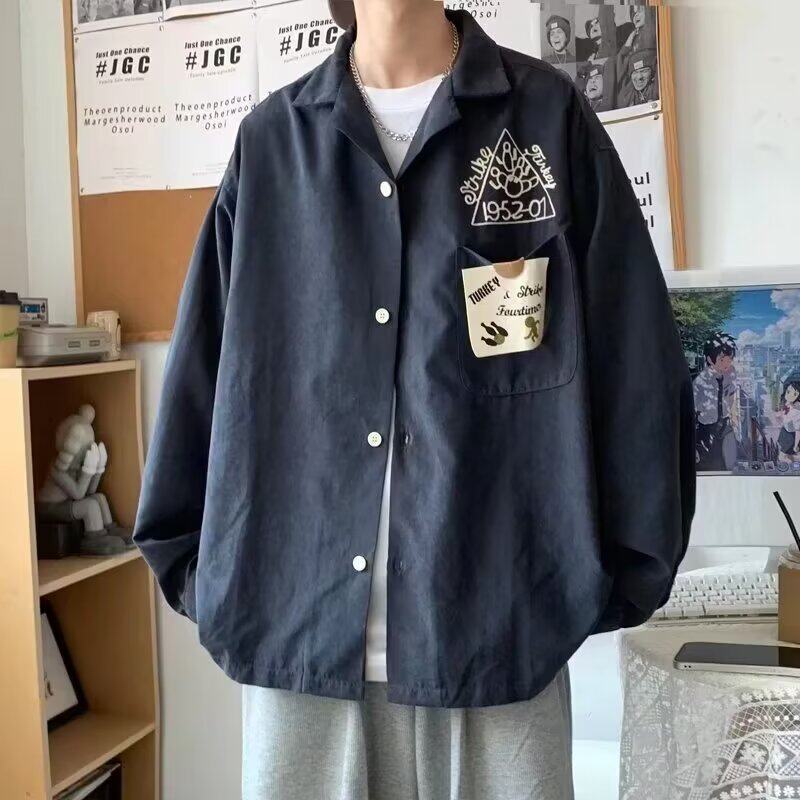 MC959-P35开春毛巾绣日系宽松衬衫图片