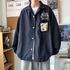 MC959-P35开春毛巾绣日系宽松衬衫图片