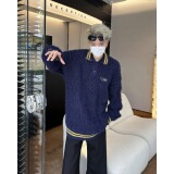 MA740-P62英伦学院风麻花polo领毛衣新款慵懒风翻领针织上衣外套，男装针织衫/毛衣，星座1611A
