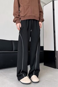 MA667-P40美式重磅华棉弯刀卫裤男潮条纹时尚潮流哈伦裤原宿直筒图片