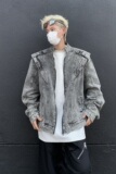 MA518-P75美式复古重工拼接短款牛仔外套潮牌cleanfit机车服夹克，男装工装外套，星座1611A