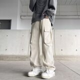 MA615-P40美式高街工装裤高级大口袋松紧腰暗纹宽松休闲裤，男装休闲裤，星座1611A