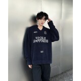 MA708-P55美式复古V领提花刺绣运动毛衣慵懒高级感套头针织衫外套，男装针织衫/毛衣，星座1611A