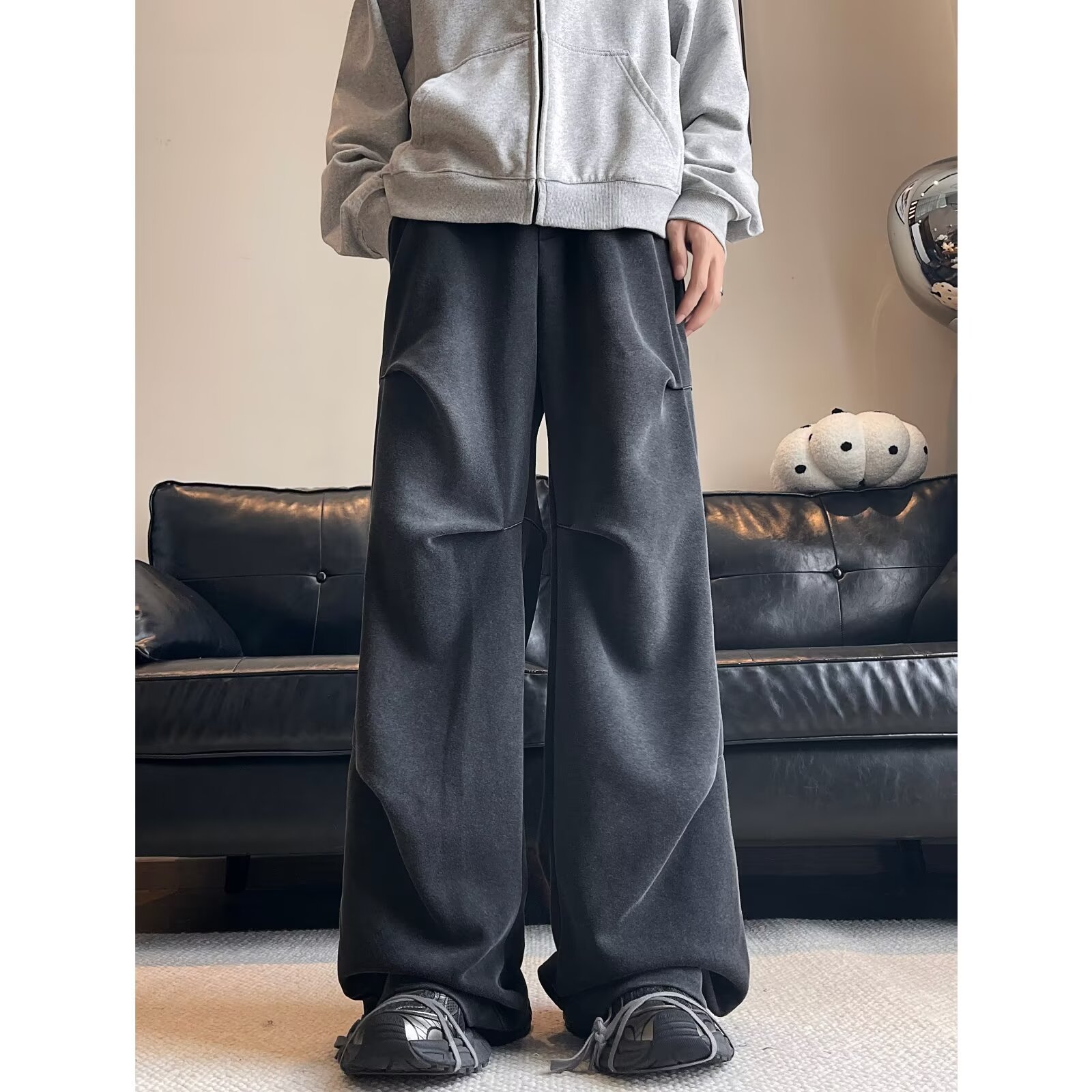 MA507-P60裤子男新款褶皱水洗美式高街痞帅潮牌宽松直筒休闲长裤,男装休闲裤,星座1611A