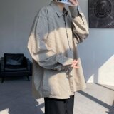 MA492-P45日系复古v无性别格子衬衫长袖格纹衬衣春秋宽松情侣外套，男装衬衫，星座1611A