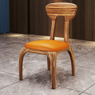 欧式乌金木真皮餐椅现代新中式奢华别墅全实木家用吃饭软包餐桌椅