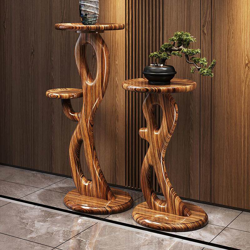 乌金木花架置物架室内盆栽架花盆架现代新中式客厅落地式摆件花几