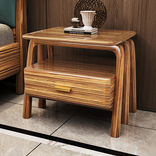 乌金木实木床头柜现代新中式床边柜轻奢收纳柜子简约家用储物柜