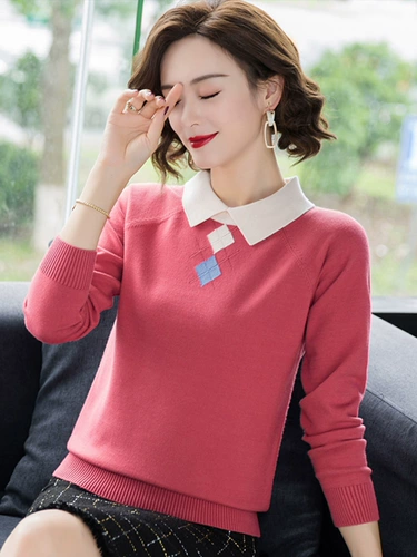 Кукла, свитер, демисезонная зимняя трикотажная модная осенняя утепленный лонгслив, кукольный воротник, коллекция 2023, в западном стиле