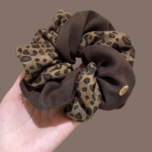 日韩新款 百搭小众马尾发绳头绳发饰 气质高级感豹纹拼色大肠圈女款