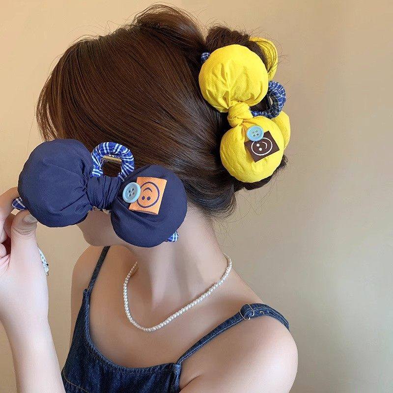 时尚高级感可爱笑脸布标充棉蝴蝶结鲨鱼夹AB面纽扣后脑勺旅行抓夹,饰品/流行首饰/时尚饰品新,发饰,淘宝优惠券,粉丝福利购,淘宝优惠卷