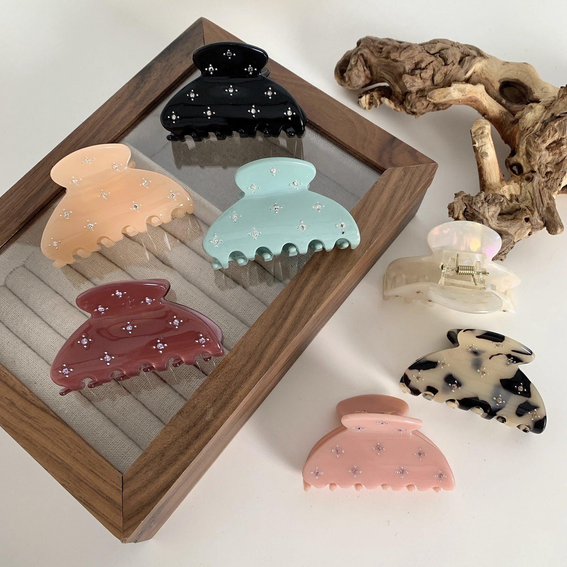 繁星镶钻抓夹女黑色半圆发夹后脑勺鲨鱼夹甜酷风百搭中号夹子发饰,饰品/流行首饰/时尚饰品新,发饰,淘宝优惠券,粉丝福利购,淘宝优惠卷