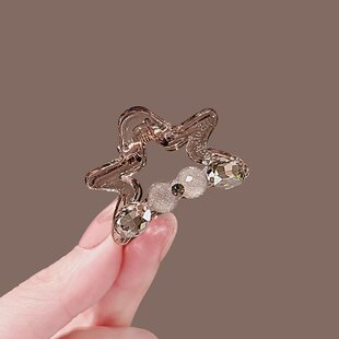 公主头小号五角星盘发抓夹后脑勺半扎发鲨鱼夹高级感水钻发夹头饰