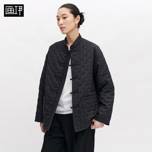 画伊2026秋冬新品女士国风盘口棉服外套刺绣新中式轻薄棉衣5087