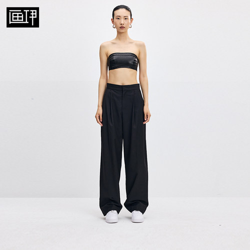 画伊春秋宽松阔腿裤休闲垂感直筒裤高腰西裤女直筒拖地裤6AKZ4912