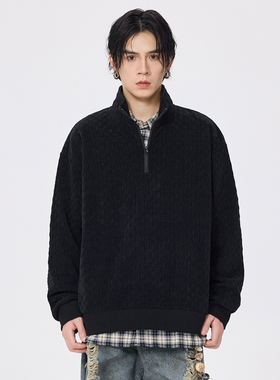 PKL重磅380g卫衣男秋冬款男款长袖立领上衣秋季黑色美式无帽外套