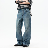 男cleanfit宽松直筒大码 A子裤 美式 PKL春夏纯棉水洗牛仔裤 男女同款