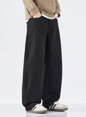 PKL 秋冬重磅300g水洗休闲裤男阔腿直筒工装裤美式百搭复古长裤子