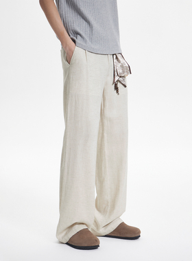 PKL 春夏莱赛尔亚麻休闲裤男宽松直筒大码美式潮牌休闲百搭A字裤